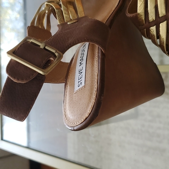 Steve Madden turnpike wedge heel leather size 7.5  new - Picture 3 of 9